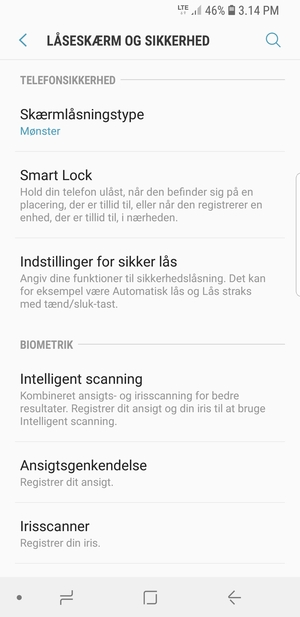 Din telefon er nu sikret med en skærmlås