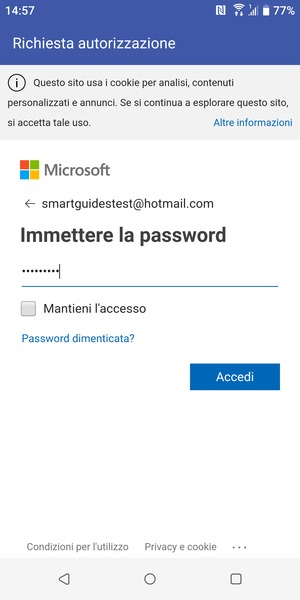 Inserisci la tua password e seleziona Accedi