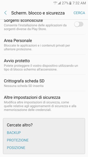 Scorri e seleziona Altre impostazioni di sicurezza