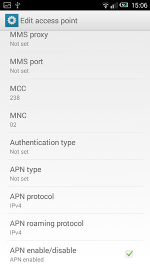 Scroll down and enter MMS information