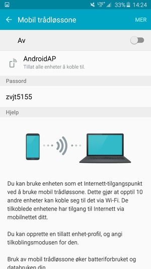Slå på Mobil trådløssone