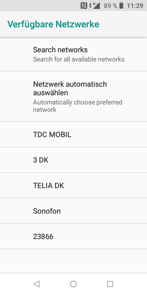 Wählen Sie einen Netzbetreiber von der Liste