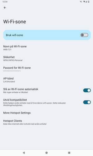 Velg Passord for Wi-Fi-sone