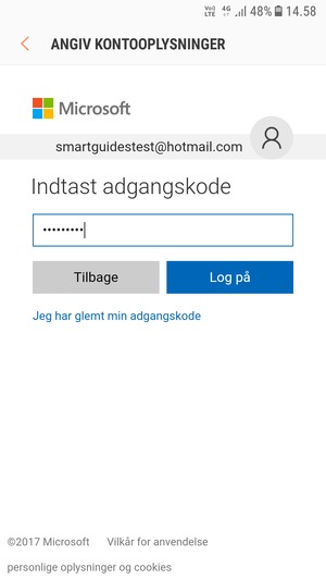 Indtast din adgangskode og vælg Log på
