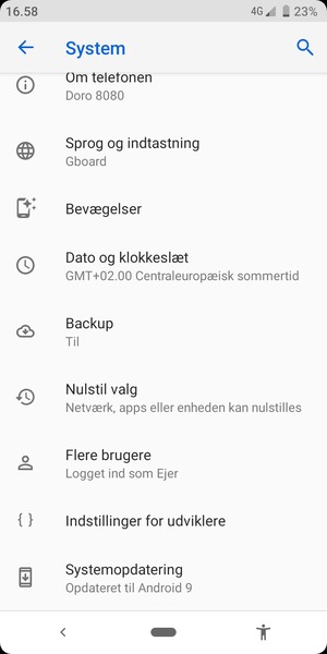 Vælg Systemopdatering