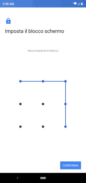 Disegna nuovamente la sequenza di sblocco e seleziona CONFERMA