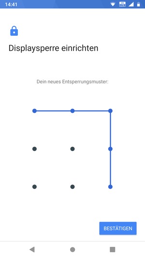 Zeichnen Sie das Entsperrmuster erneut und wählen Sie BESTÄTIGEN