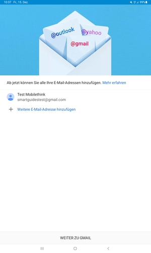 Wählen Sie WEITER ZU GMAIL