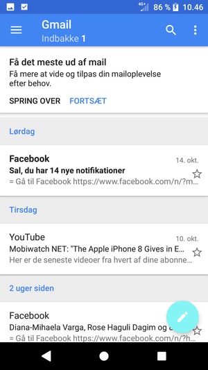 Din Gmail er klar til brug