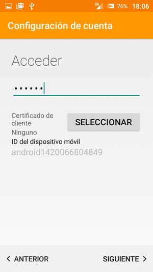 Introduzca su contraseña y seleccione SIGUIENTE