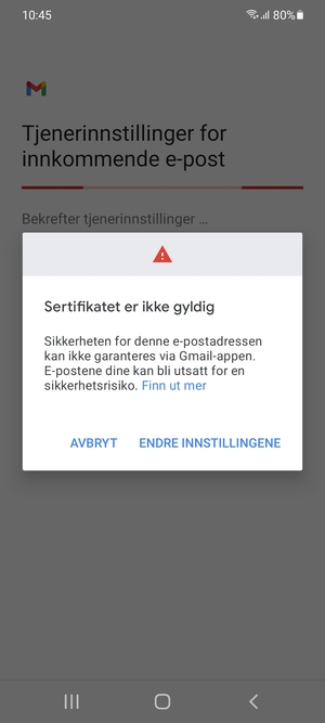 Velg ENDRE INNSTILLINGENE