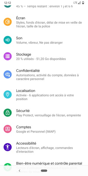 Faites défiler et sélectionnez Localisation