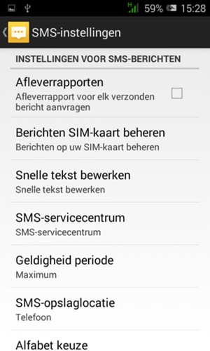 Selecteer SMS-servicecentrum