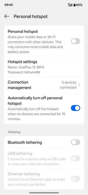 Select Hotspot settings