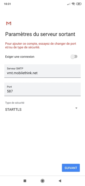 Sélectionnez Type de sécurité