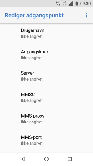 Scroll ned og indtast MMS-oplysninger