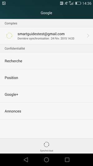 Sélectionnez votre compte de sauvegarde