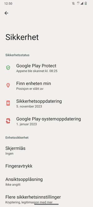 Velg Skjermlås