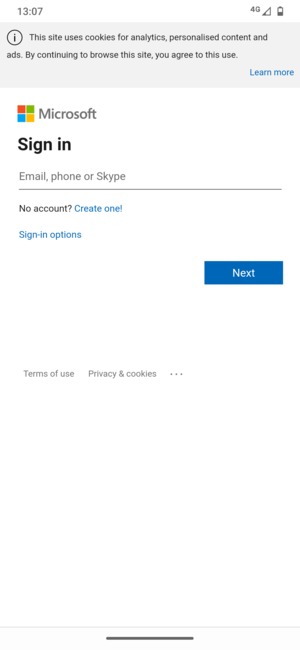 Enter your Email address and select Next