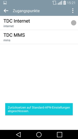 Ihr Handy wird auf Standard-Einstellungen für Internet und MMS zurückgestellt