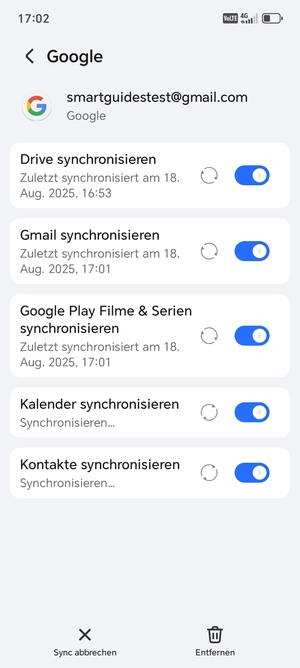 Ihre Kontakte von Google werden nun auf Ihrem Smartphone synchronisiert