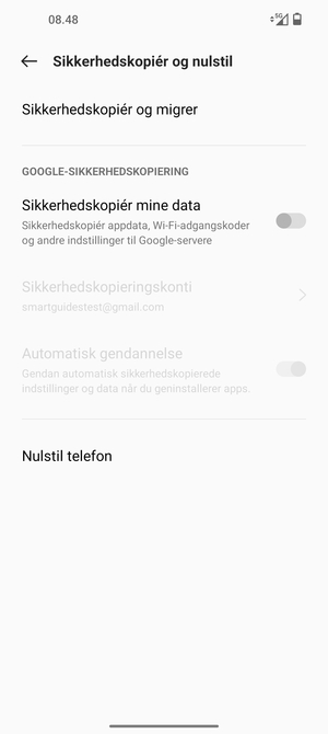 Aktiver Sikkerhedskopiér mine data