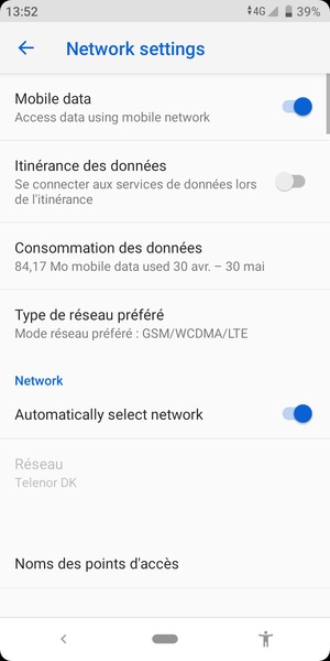 Désactiver le Automatically select network