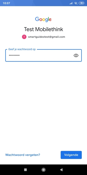 Voer uw Gmail wachtwoord in en selecteer Volgende