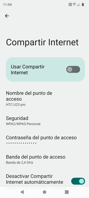 Seleccione Contraseña del punto de acceso