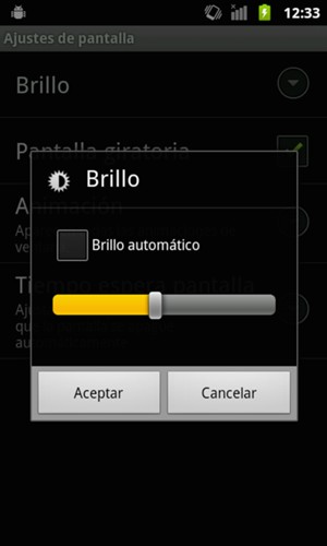 Ajuste el brillo al nivel requerido y seleccione Aceptar
