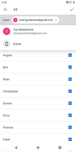 Vælg din Google konto