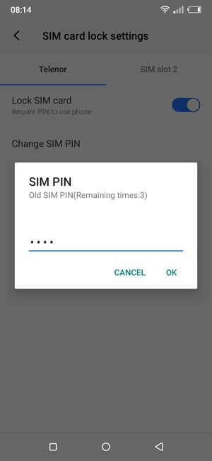 Enter your Old SIM PIN and select OK