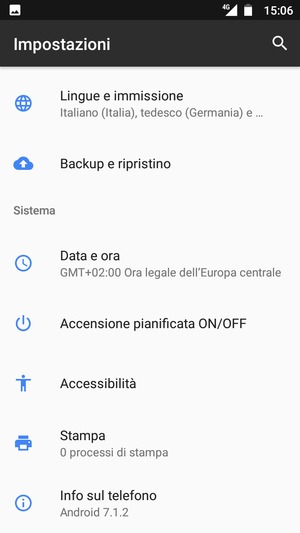 Scorri e seleziona Info sul telefono