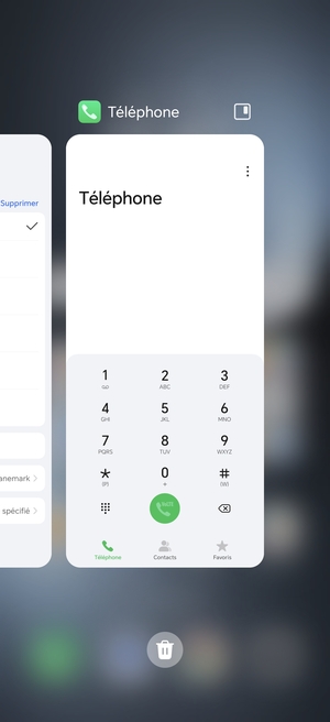 Sélectionnez l'icône Supprimer pour fermer toutes les applis en cours d'exécution