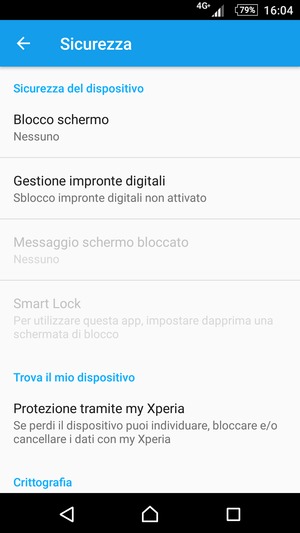 Seleziona Blocco schermo