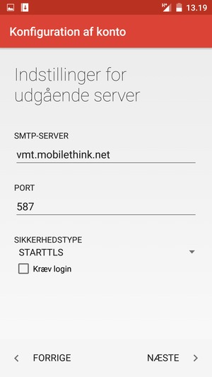 Slå Kræv login fra og vælg SIKKERHEDSTYPE