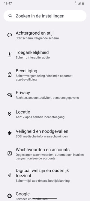 Scroll naar en selecteer Locatie