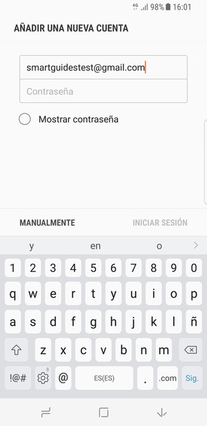 Introduzca su dirección de Gmail y seleccione Sig.