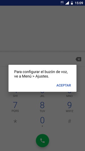 Si el correo de voz no está configurado, seleccione ACEPTAR