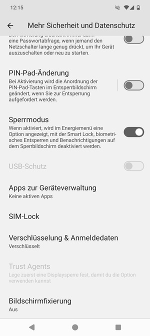Scrollen Sie und wählen Sie SIM-Lock