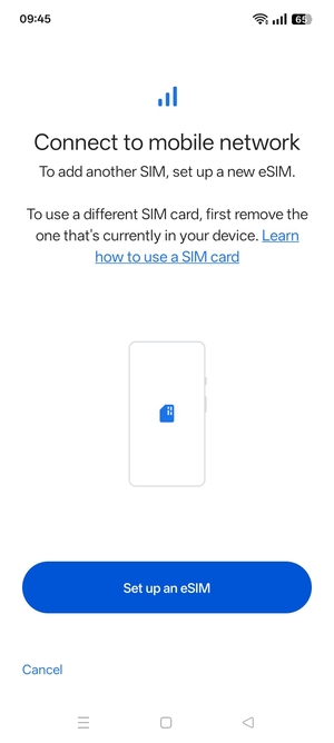 Select Set up an eSIM