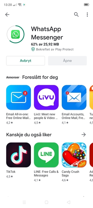 Vent til installasjonen er ferdig