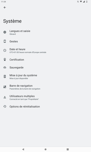 Sélectionnez Mise à jour du système