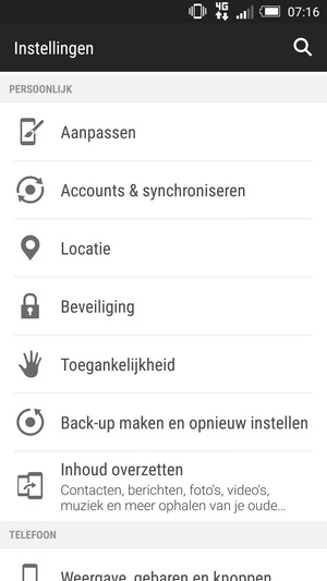 Scroll naar en selecteer Beveiliging