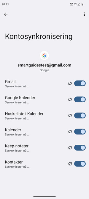 Din informasjon blir synkronisert