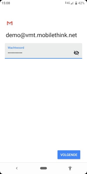 Voer uw wachtwoord in en selecteer VOLGENDE