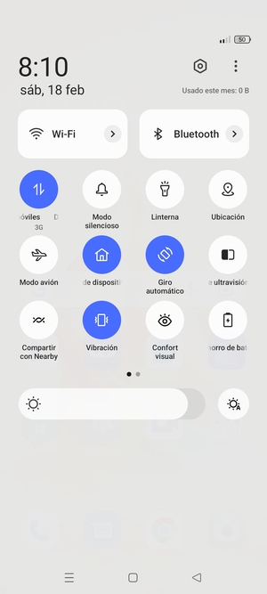 Seleccione Vibración para cambiar el modo de vibración
