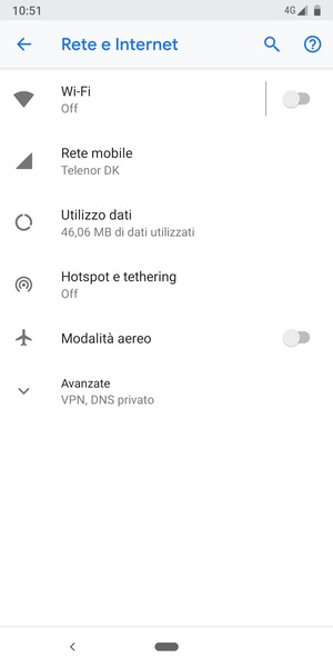 Seleziona Rete mobile