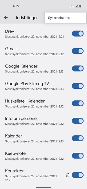 Vælg Synkroniser nu