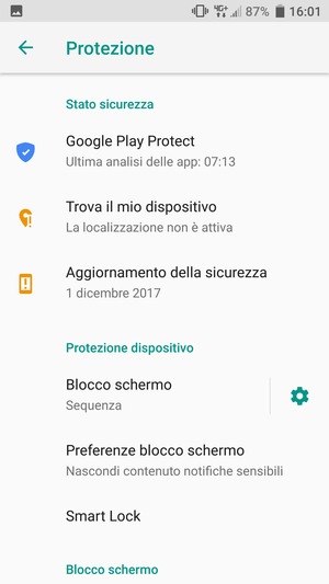 Il tuo telefono è ora protetto dal blocco schermo